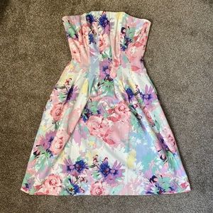 New York & Company Floral Strapless Dress
